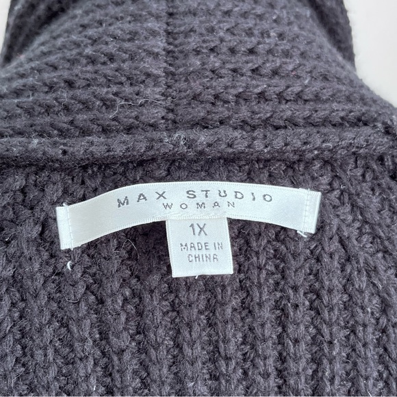 Max Studio Woman Black Cable Knit acrylic/wool blend open cardigan size 1X - Picture 5 of 6